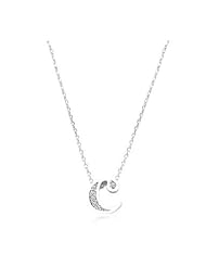 Pave Initial C Pendant Necklace