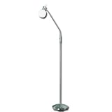 TRIO-Leuchten 473810107 ES-Stehleuchte, inklusiv 1 x E14, 11W, Spirale, mit Flex-Gelenken, Höhe max. 155 cm, Nickel matt , Glas opal matt