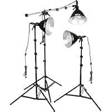 Smith Victor FL750 Three Light Fluorescent Kit (165 Total Watts), with 3 - 10 Flood Lights with Stands, Fluorescent Bulbs & Mini Boom - 120V AC