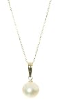 Classical 9 ct Gold White 8.0mm Pearl Women Pendant + Chain