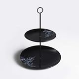 Product details for 2 TIER SERVER WITH DECAL - 2 TIER ROUND BLACK GLASS SERVER WITH DECAL