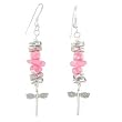Dragonfly Dangle Earrings in Hill Tribe Silver with Rhodochrosite Beads, #7949