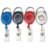 Advantus 75552 Advantus Carabineer-style ID Card Reel, 5 Each Blue, Clear, Red, Smoke, 20/Pack
