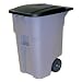 Rubbermaid Commercial Brute HDPE 50-Gallon Rollout Trash Can with Lid, Rectangular, 23.38" Width x 28.5" Depth x 36.5" Height, Gray