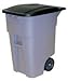 Rubbermaid Commercial Brute HDPE FG9W2700GRAY 50-Gallon Rollout Trash Can with Lid, Rectangular, 23.38" Width x 28.5" Depth x 36.5" Height, Gray