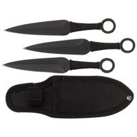 Set 3 Ninja Stealth Black Throwing Knives with Nylon Case