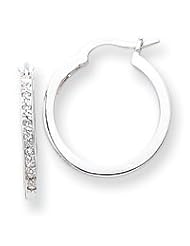 Ann Harrington Jewelry 14k White Gold .33 Ct Tw Diamond In & Out 2 X 20 mm Round Hoop Earrings