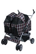 Red Plaid Heavy Duty Twin Double Pet Stroller
