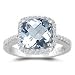 0.22 Cts Diamond & 0.55 Cts Aquamarine Ring in 14K White Gold-8.0