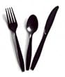 Plastic Cutlery 24 pieces (8 Each: Knives, forks & spoons) Party Supplies- Black