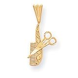 14k Comb and Scissors Charm