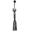 Black Bioplast Belly Ring with Clear Australian Crystals - 14g/5mm ball