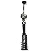 Black Bioplast Belly Ring with Clear Australian Crystals - 14g/5mm ball