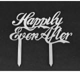 Mirror Silver Acrylic Cake Topper Party Decoration Cupcake Stand (Mirror Silver - Happily Ever After)