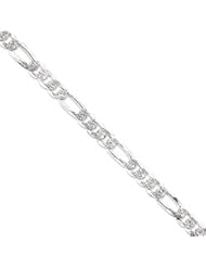 Sterling Silver 10.5mm Pave Flat Figaro Chain QFF300-8"