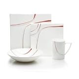 Mikasa Modernist Red 48 Piece Dinnerware Set
