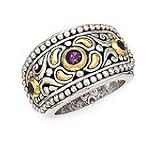 925 Silver, Amethyst & Blue Topaz Ring with 18k Gold Accents (0.65ctw) Sizes 6-8
