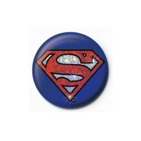 Superman Shield Logo Glitter Metal Pin Badge