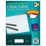 Avery 16063 Avery Rdy Indx Transluc Unpnchd Tbl/Cntnts Dvdrs, 8-Tb, Letter, CLR, 5 Sts/Pk