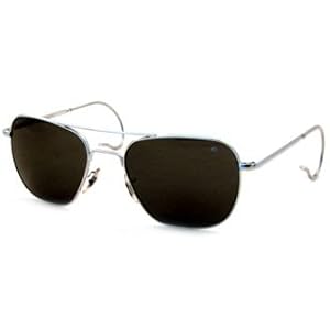 American Optical Sunglasses - Flight Gear Original Pilot w/ Cable Temples / Frame: Silver w/ Cable Temples Lens: Grey (55 mm)
