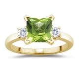 0.10 Ct Diamond and 0.74 Ct Peridot Ring in 14K Yellow Gold