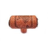1-3/4 x 1-1/2 Wine Cork T- Knob - Cherry - with Silver Barrels Accents