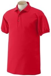 Custom embroidered mean face bowling ball design on polo shirt, mens 2XL, red