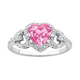 Created Pink Sapphire and Diamond Ring in 10K White Gold