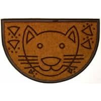 Decorative Welcome Mat - Half Moon Cat Mat - Coir and Rubber - 24x36 by Coir Works