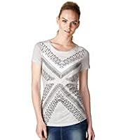 Limited Collection Criss-Cross Embroidered Textured T-Shirt