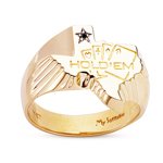 0.01 Cts Black Diamond Mens Hold'em Ring in 14K Yellow Gold
