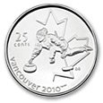 Canada Royal Canadian Mint Curling Canada Olympic 2010 Coin the First of the Vancouver 2010 Olympic Quarter Series with New 2010 Vancouver Olympic Logo From Canada