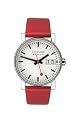 Mondaine EVO Big Date Lady 30mm Watch - White Dial, Red Leather Strap A669.30305.11SBC