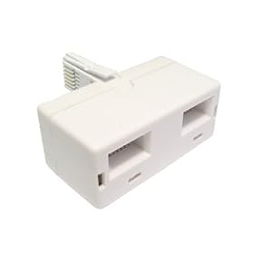 BT Telephone Socket Splitter 2 Way ~ Double ~ 2 into 1 ~ Doubler ~ Plug to Socket ~ White ~ Phone ~ Fax ~ Modem ~ Answer Machine