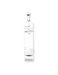 Sterling Silver Mezuzah with Star & Ten Commandments Pendant