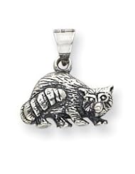 Sterling Silver Antiqued Racoon Charm QC4106"