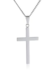 Sterling Silver Polished Cross Pendant Necklace