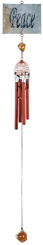 Wind Chime Copper And Gem Garden Decoration With Hanging PEACE Slate