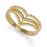 Image of Jewelco London 9ct Solid gold hand finished Wishbone Ring with beaded edges
