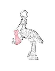Stork with Baby-Pink Charm