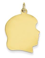 Genuine IceCarats Designer Jewelry Gift 10K Plain Large .018 Gauge Facing Right Engravable Girl Head Charm