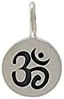 Small Round OM (Aum) Charm for Bracelets or Necklaces in Sterling Silver