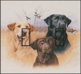 Labrador Retriever Dog Scene featuring Black, Yellow and Chocolate Lab Double Toggle Switchplate Light Switch Cover Accent Wall Decor Art Print Switchstix from IdeaStix by Jim Killen