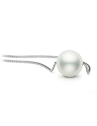 PremiumPearl 9-12mm White Freshwater Pearl Solitaire Necklace AAA Quality 14k Gold