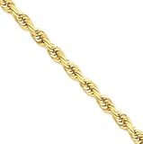 14k 7mm D-Cut Rope Barrel Clasp Chain Anklet - 9 Inch