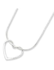 Sterling Silver Heart on 16" Square Snake Chain Necklace QG955-16"