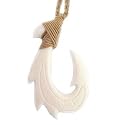 Hawaiian Jewelry Carved Bone Fish Hook Necklace