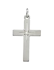 14k White Gold Diamond Cross Pendant
