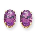 14k 9x7mm Oval Amethyst earring XE89AM