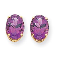 14k 9x7mm Oval Amethyst earring XE89AM
